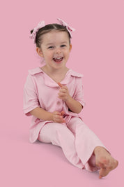 PINK ROSE RIB DREAM BOW HAIR CLIPS