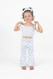 CLOUDY CHECKERS DREAM SMOCKED FLARE SET