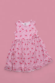 FLOCKING FLAMINGOS SLEEVELESS DREAM RUFFLE DRESS