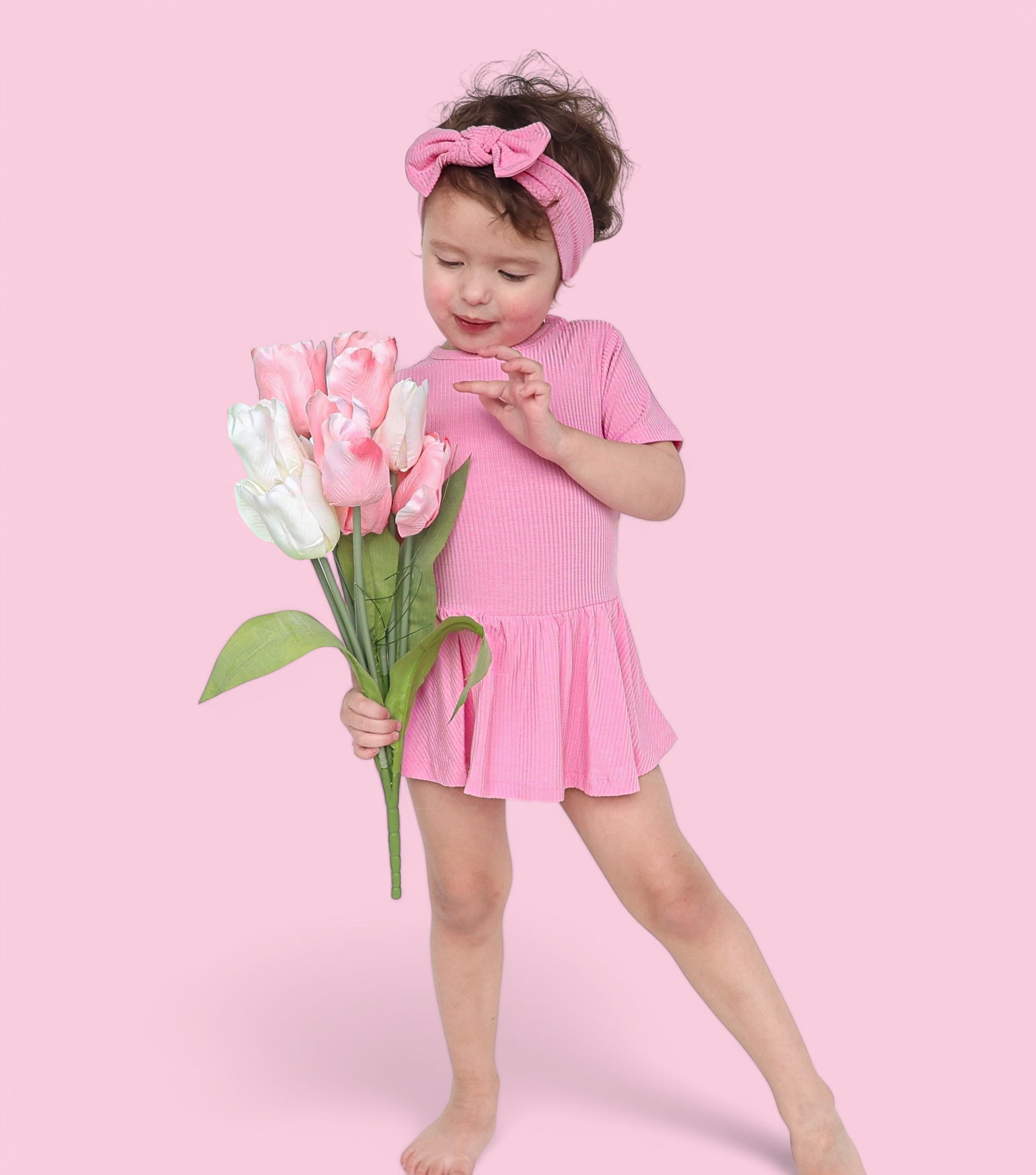 BELLA PINK RIB DREAM BODYSUIT DRESS