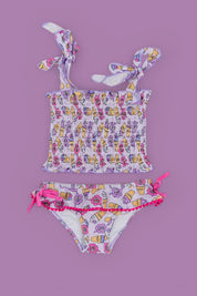 SWEET SUMMER DREAM SMOCKED TANKINI TWO PIECE SWIM SUIT