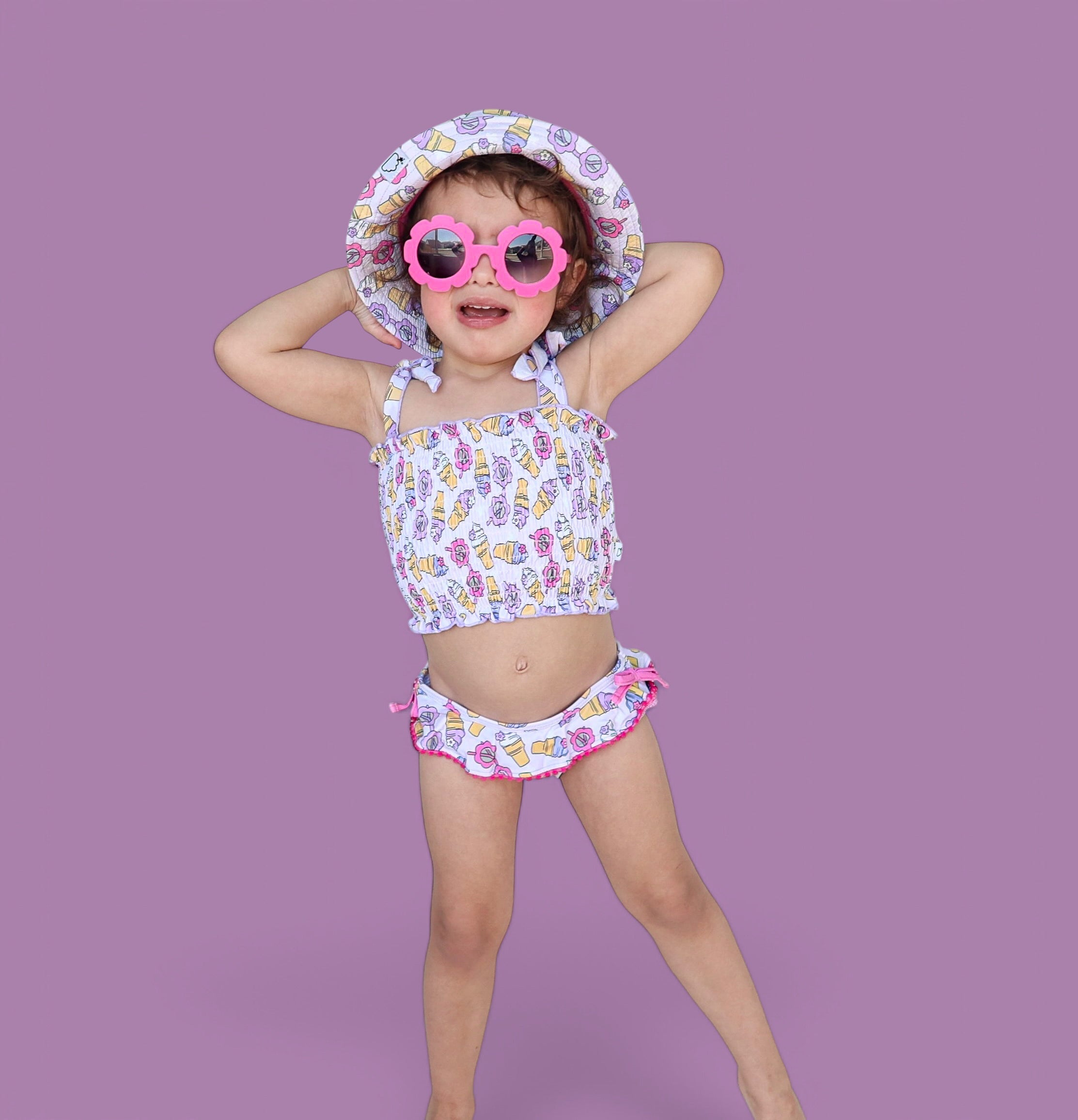 SWEET SUMMER DREAM SMOCKED TANKINI TWO PIECE SWIM SUIT