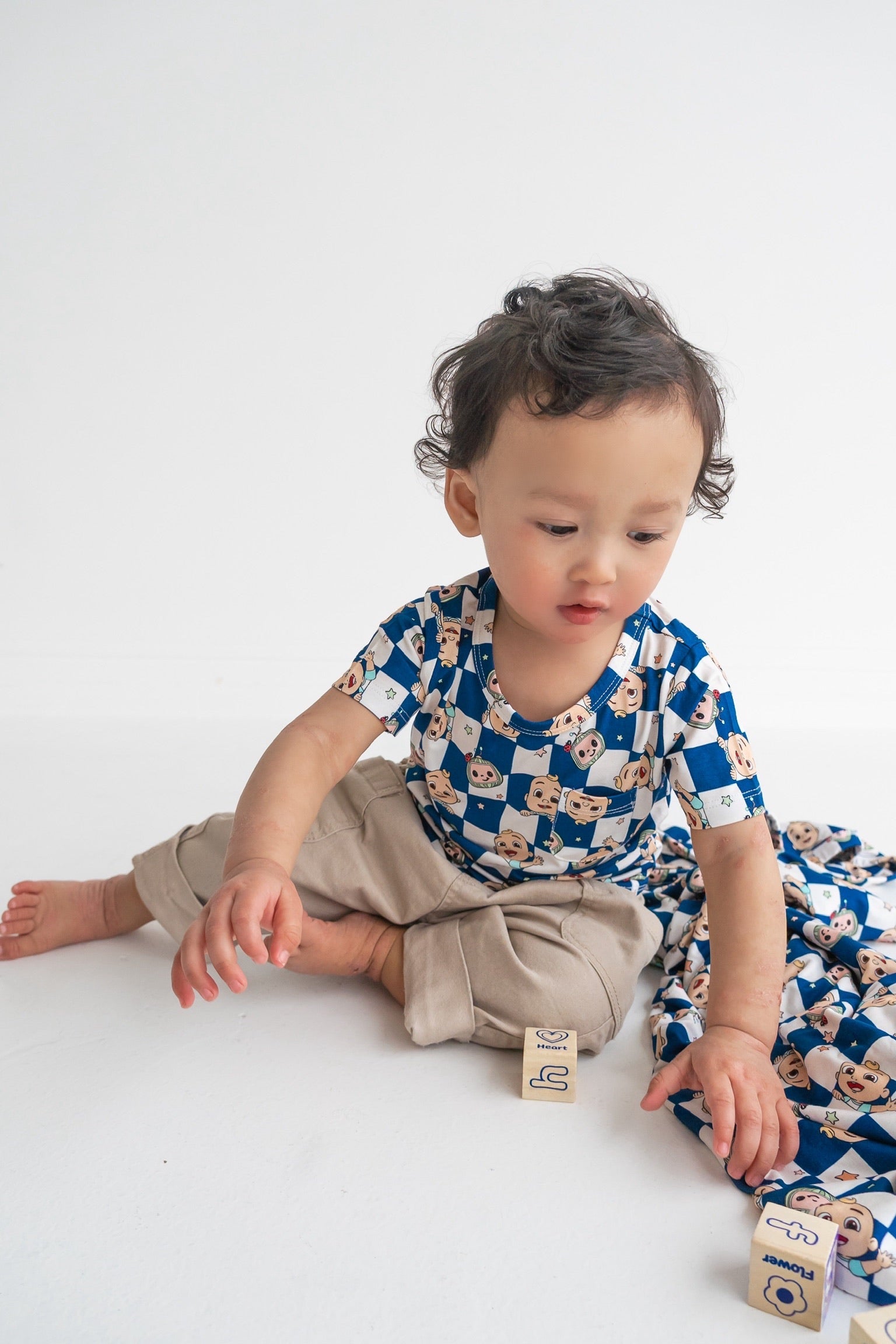Dream Big Little Co x CoComelon JJ STARRY NIGHT CHECKERS DREAM POCKET TEE