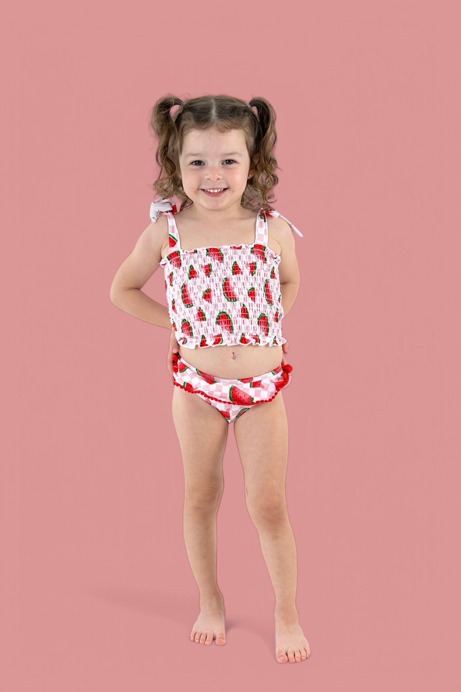 ONE IN A MELON DREAM SMOCKED TANKINI TWO PIECE SWIM SUIT
