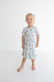 Dream Big Little Co x CoComelon SPRINGTIME MELON SHORT SLEEVE DREAM RUFFLE DRESS