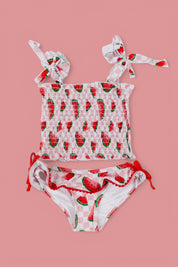 ONE IN A MELON DREAM SMOCKED TANKINI TWO PIECE SWIM SUIT