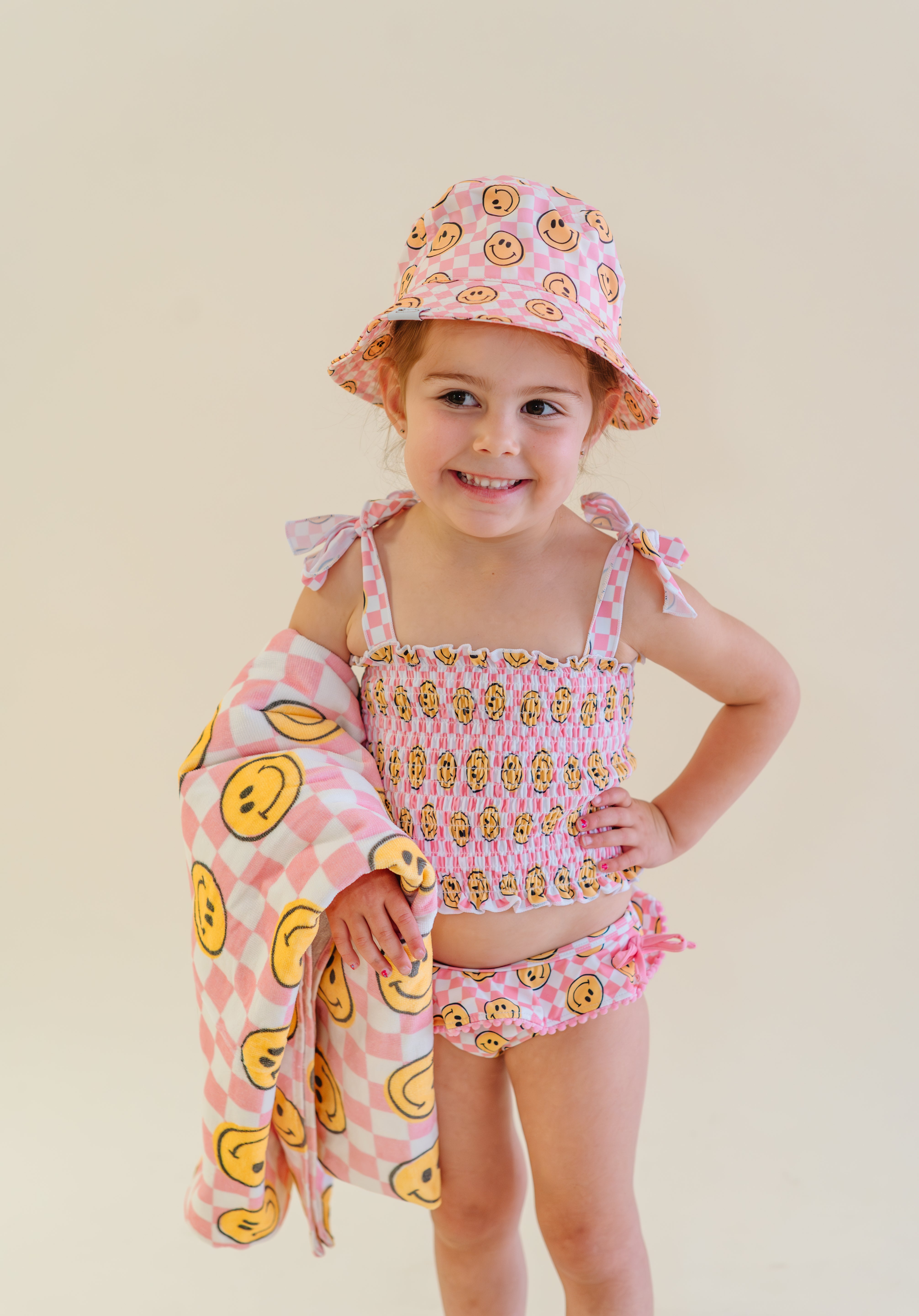 BLUSHIN' CHECKERS DREAM SMOCKED TANKINI TWO PIECE SWIM SUIT