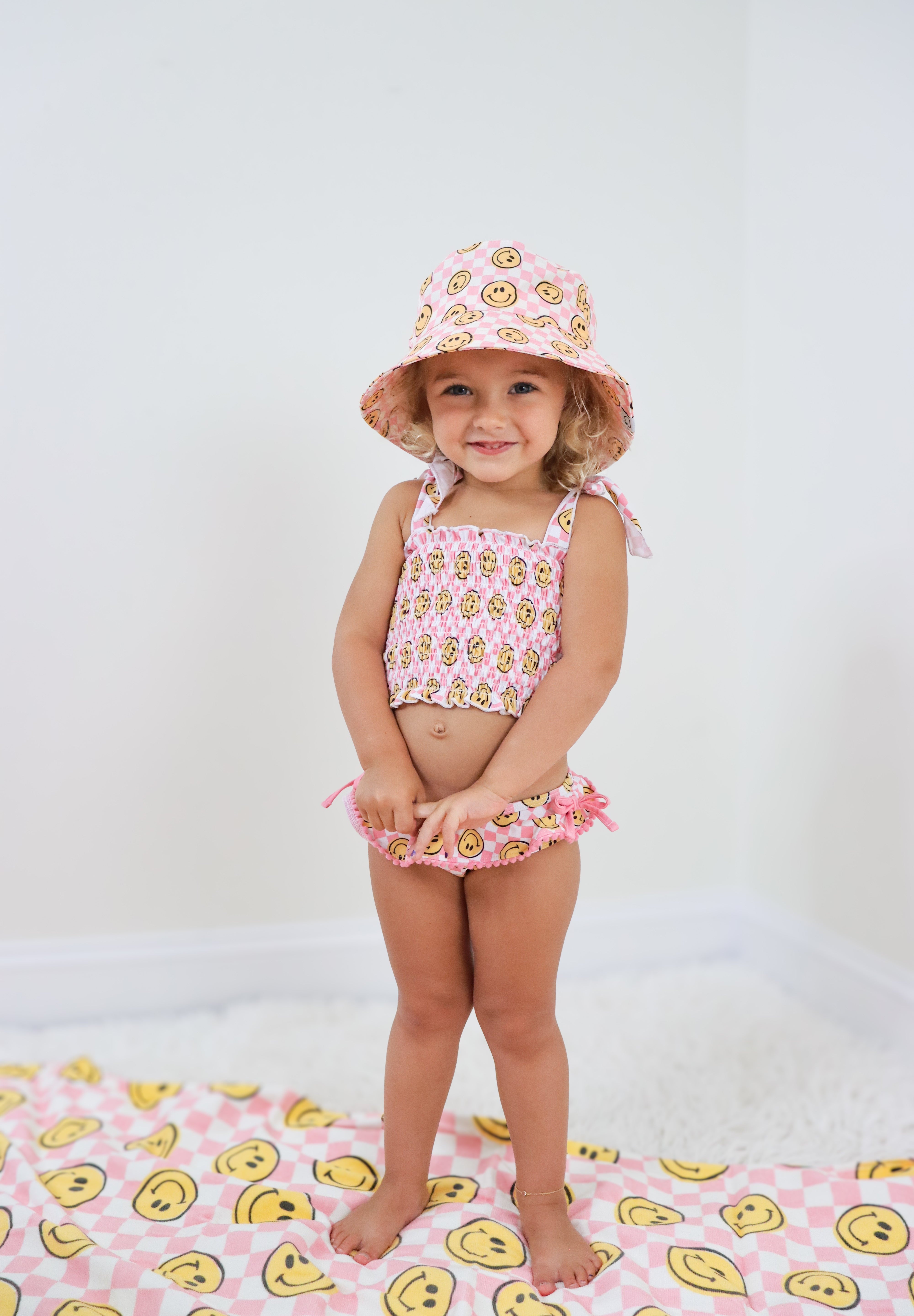 BLUSHIN' CHECKERS DREAM SMOCKED TANKINI TWO PIECE SWIM SUIT