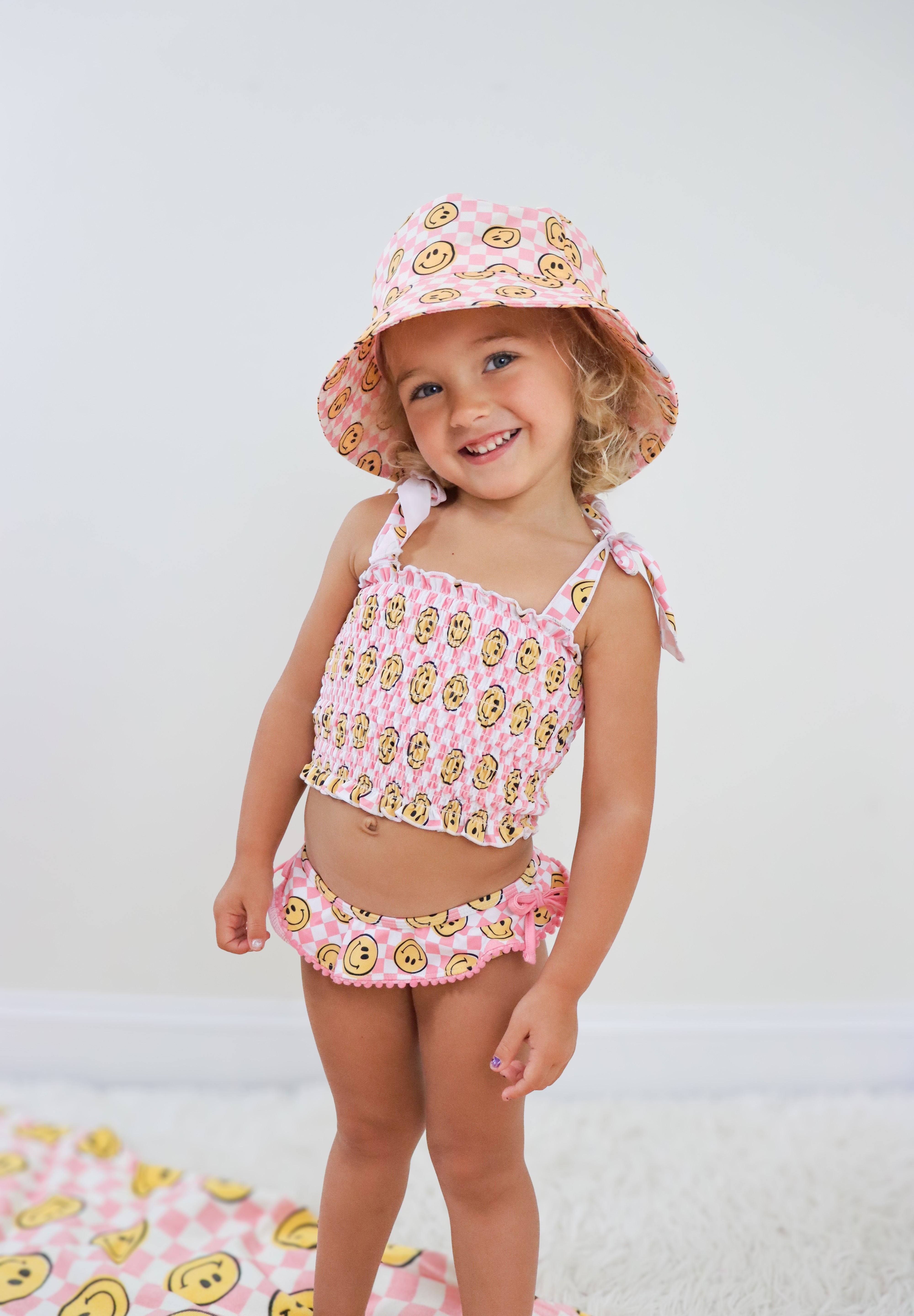 BLUSHIN' CHECKERS DREAM SMOCKED TANKINI TWO PIECE SWIM SUIT