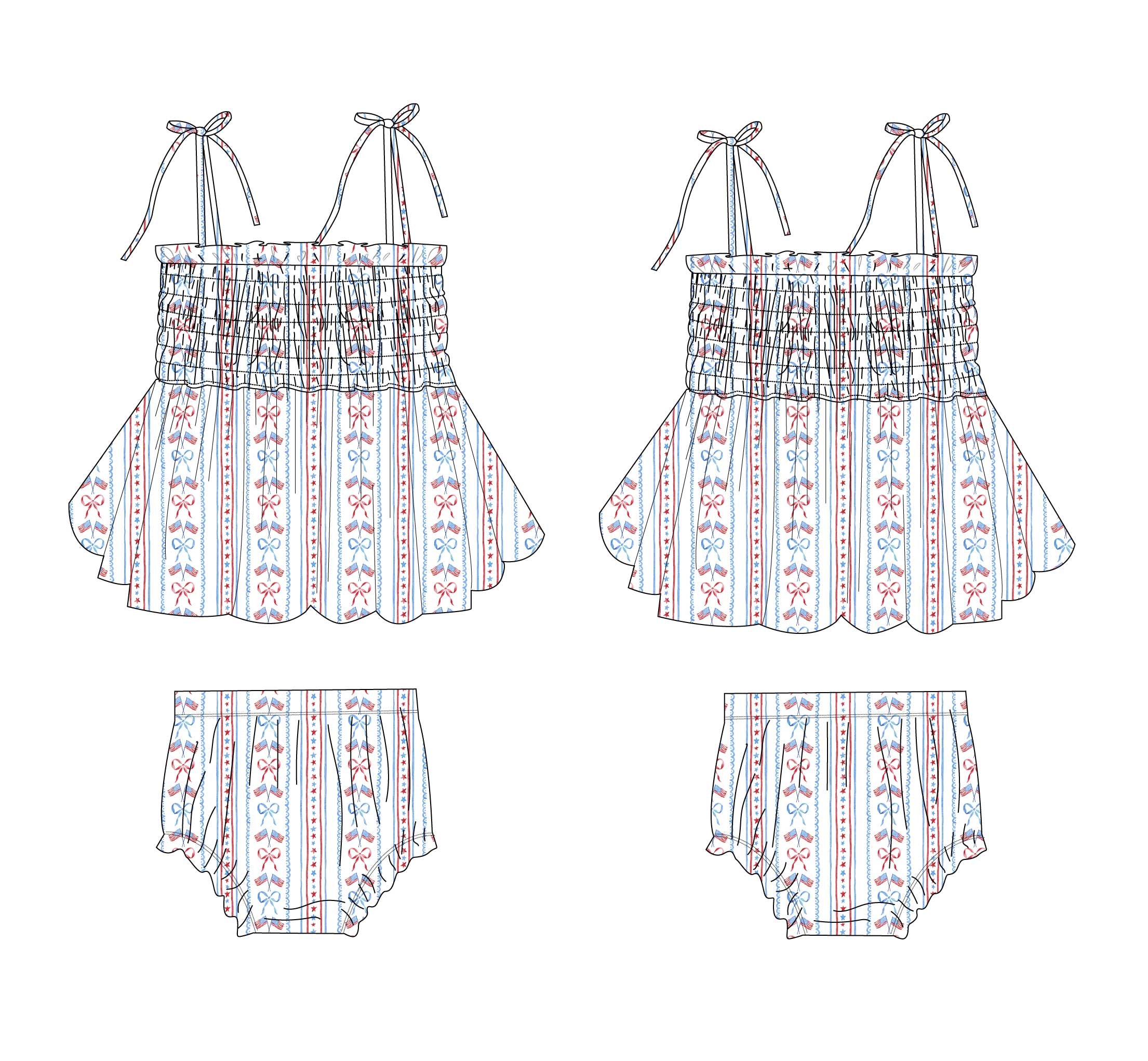 Caroline - Smocked Diaper Dress Set