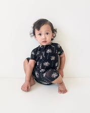 Bamboo Shorty Romper  | Palm Style Black