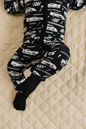 Bamboo Zip Romper | Race Cars