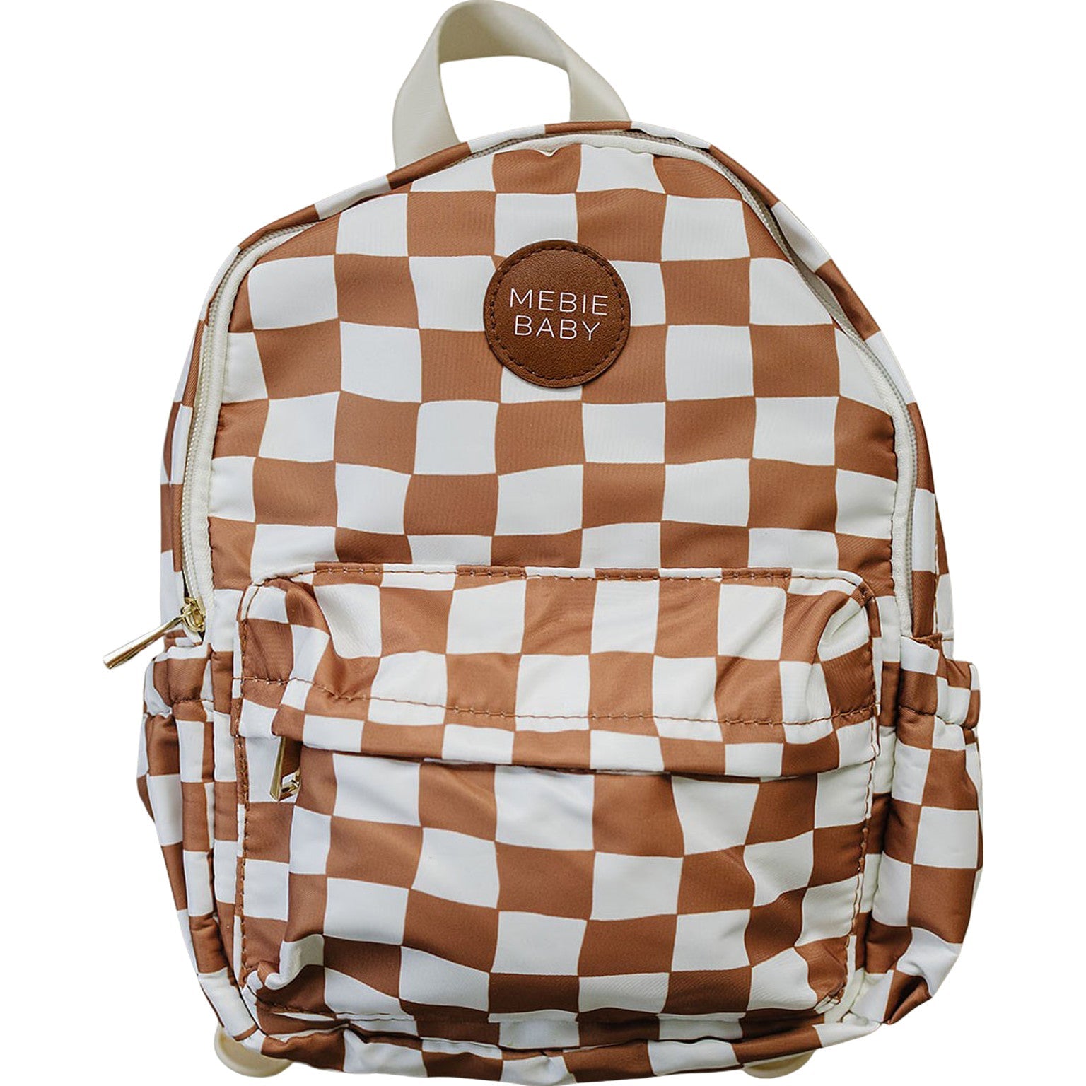 brown checkered mini backpack Mebie Baby Rust Wavy Checkered Mini Backpack