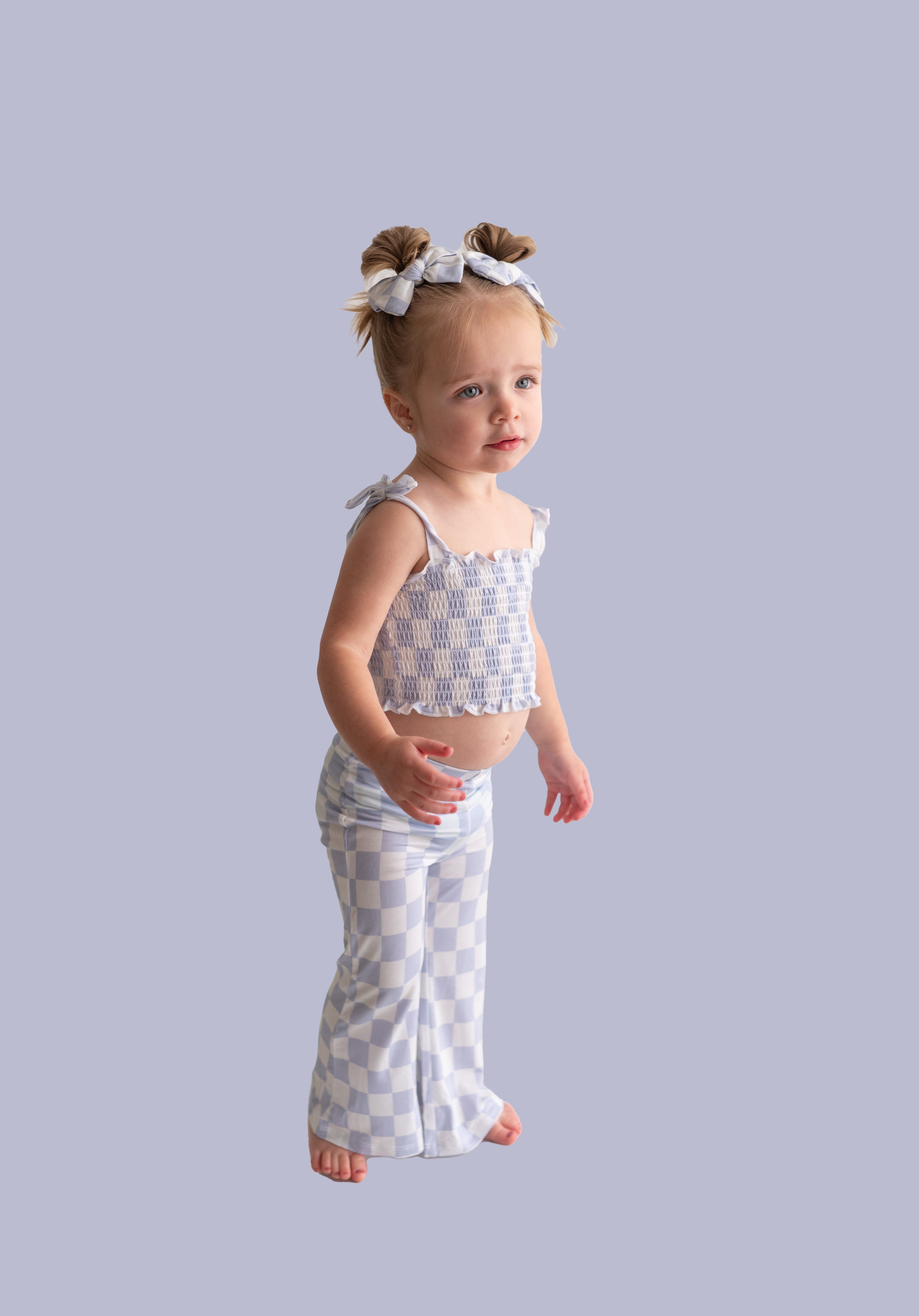 CLOUDY CHECKERS DREAM SMOCKED FLARE SET
