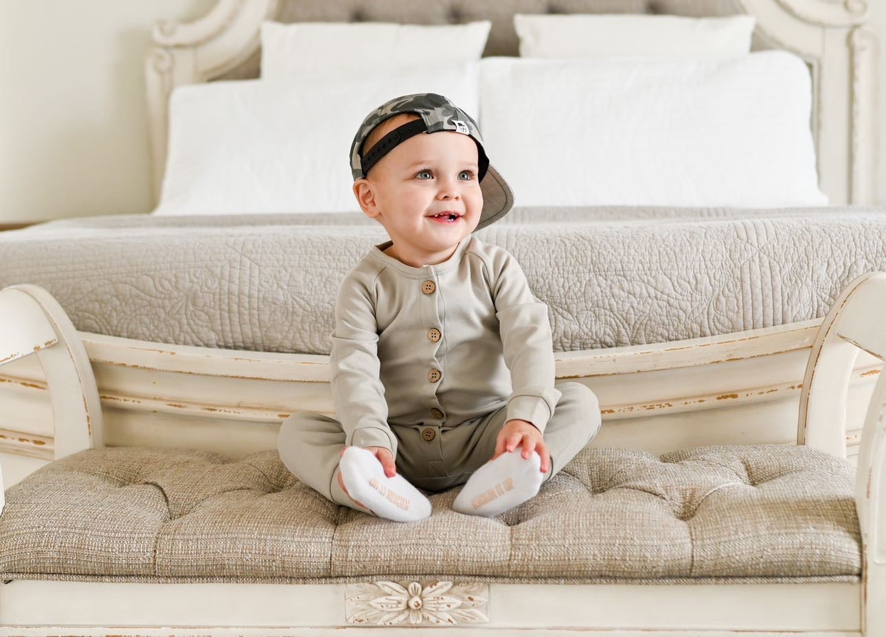 Beckett (long sleeve) Romper | Cement