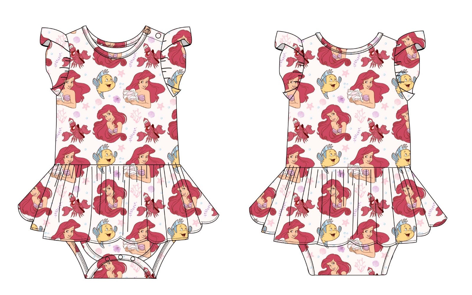 Coral Cutie: Bodysuit Twirl Dress