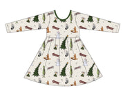 "Holiday-Hooby-Whaty" Long Sleeve Skater Dress