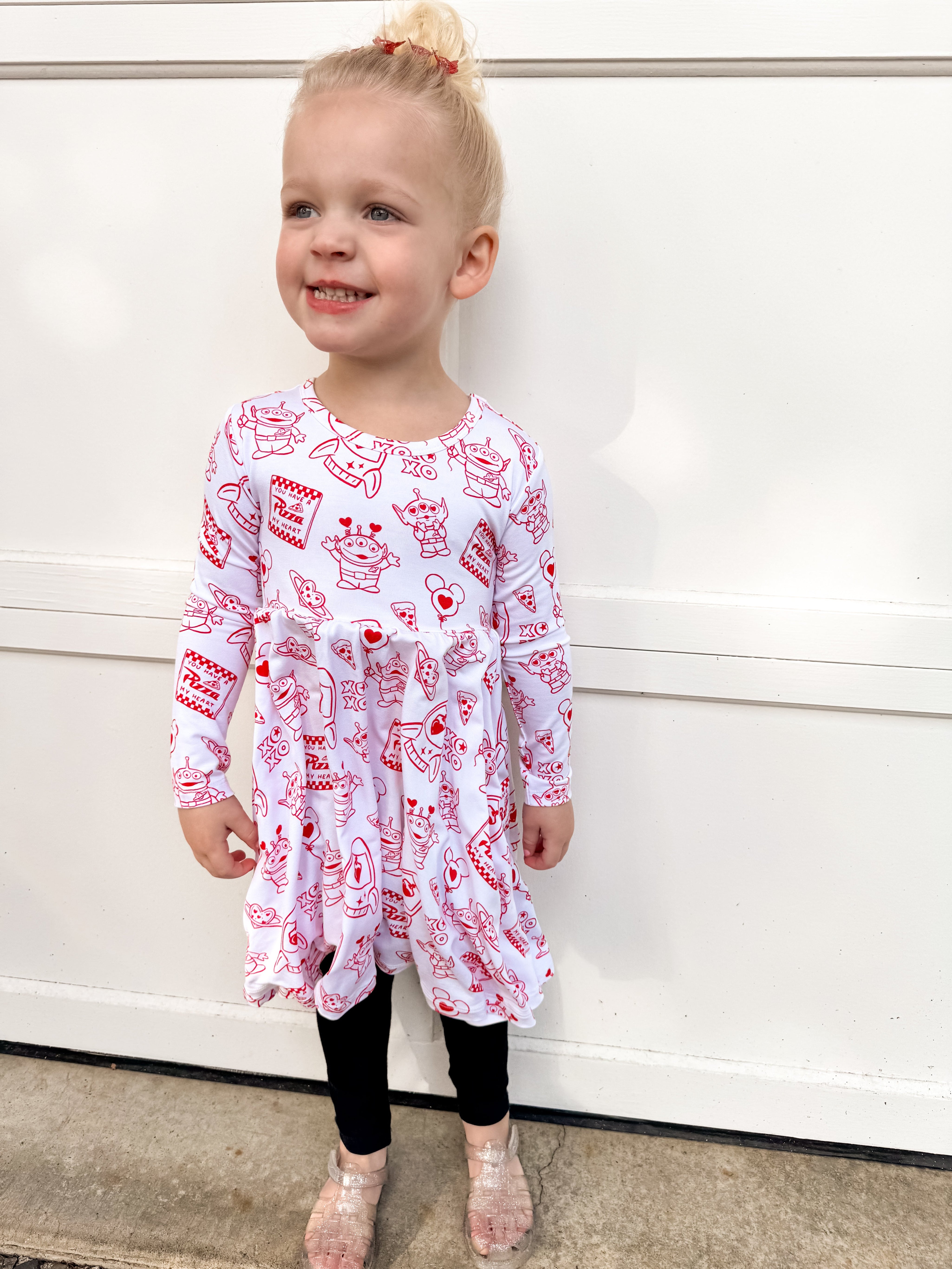 Pizza My Heart: Long Sleeve Skater Dress