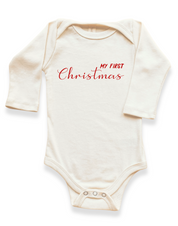 My First Christmas Organic Baby Bodysuit Long Sleeve
