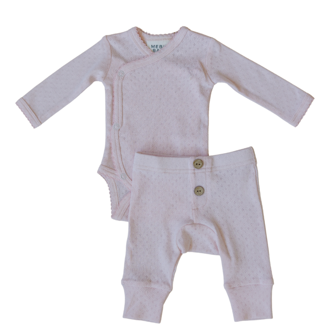 Pink Pointelle Layette Set