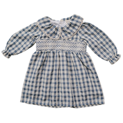 Blue Plaid Ruffle Collar Dress