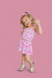 FLOCKING FLAMINGOS DREAM SMOCKED SKORT SET