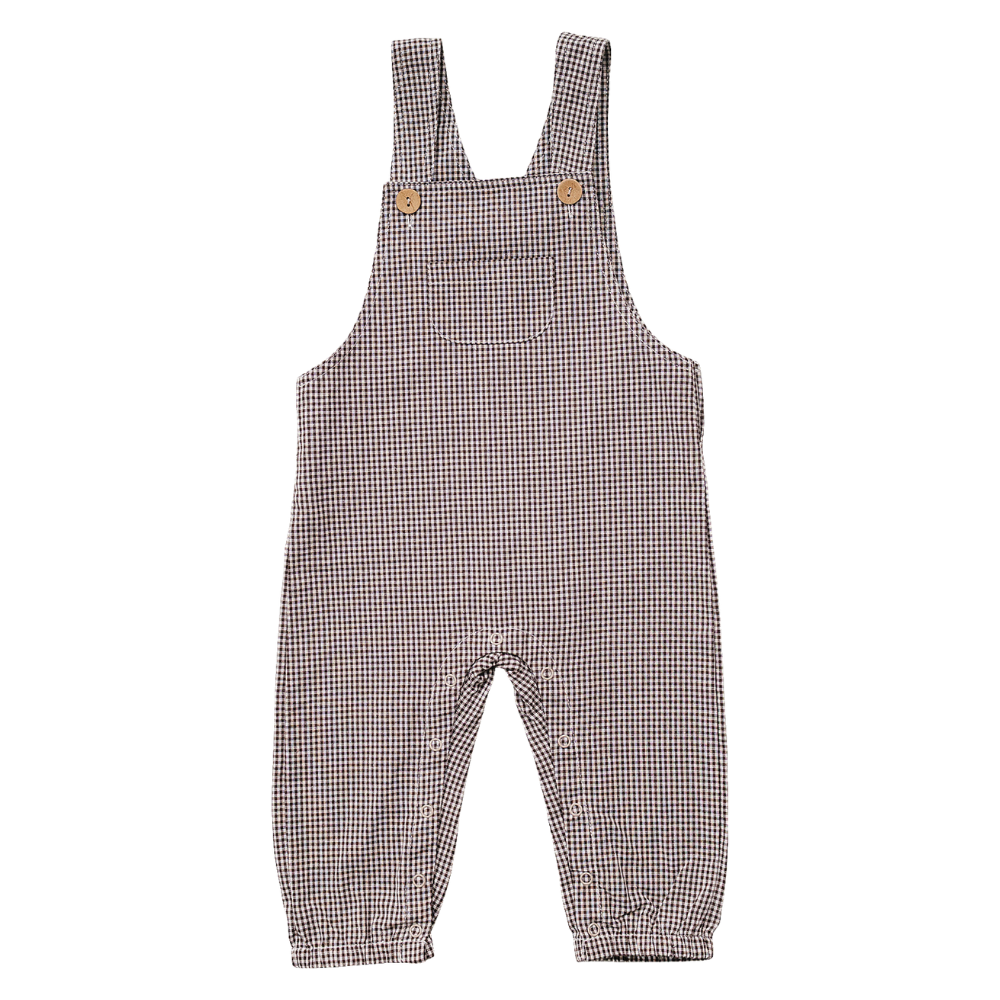 Brown Plaid Overalls