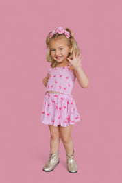 FLOCKING FLAMINGOS DREAM SMOCKED SKORT SET