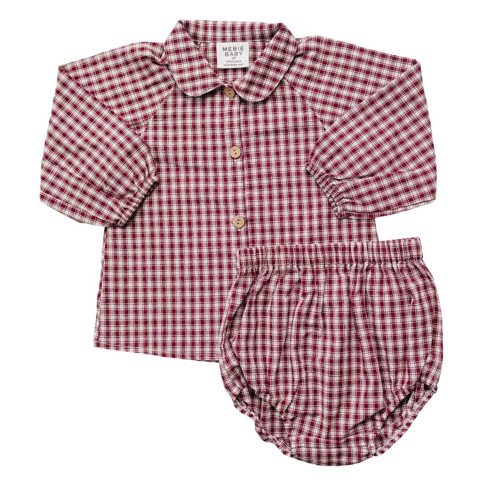 Red Gingham Peter Pan Collar Bloomer Set
