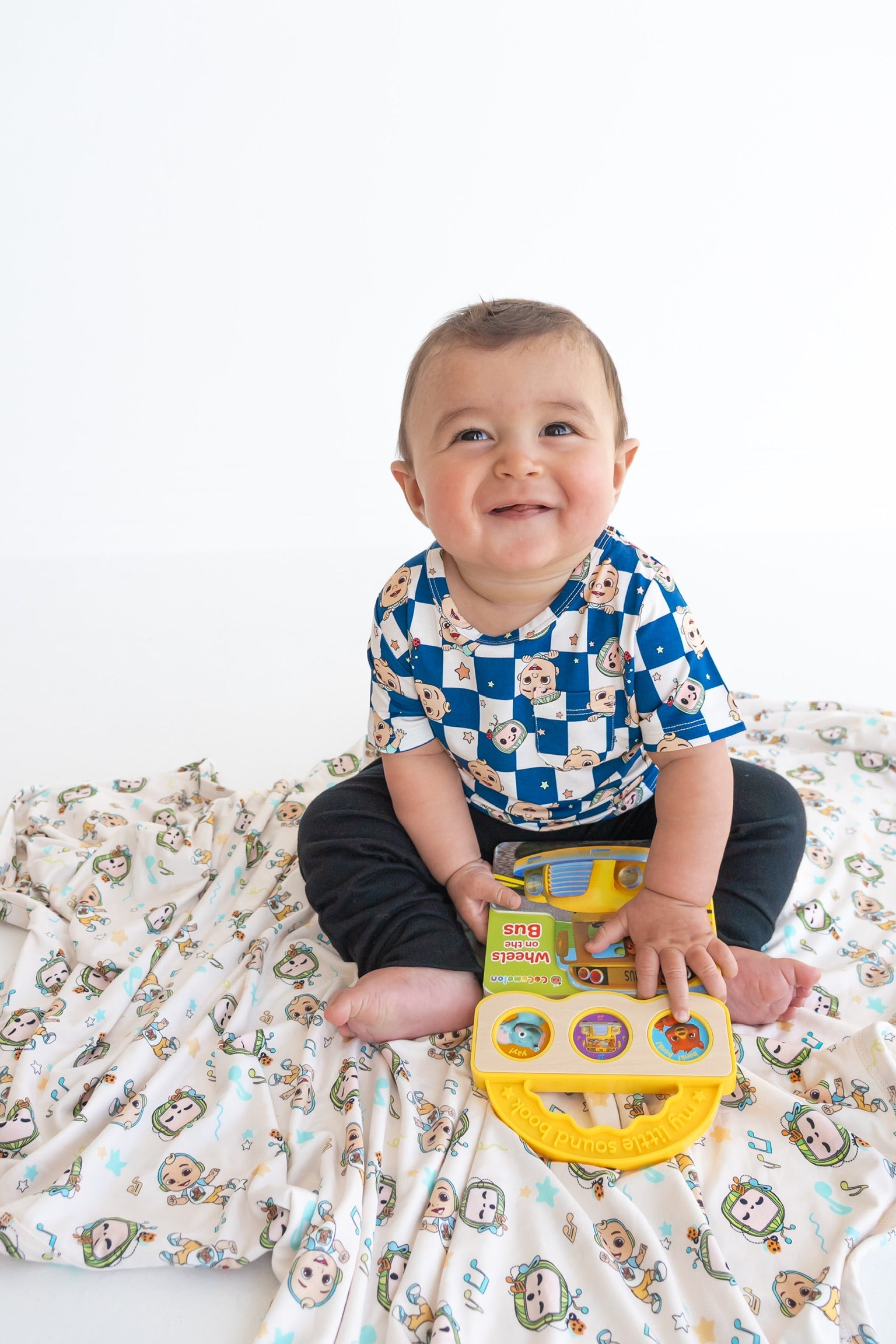 Dream Big Little Co x CoComelon JJ STARRY NIGHT CHECKERS DREAM POCKET TEE