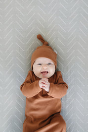 Rust Organic Ribbed Newborn Knot Hat