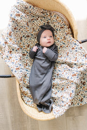 Charcoal Organic Cotton Ribbed Knot Gown