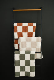 Rust Checkered Plush Blanket