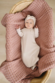 Vanilla Organic Cotton Ribbed Knot Gown