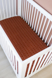 Rust Mudcloth Crib Sheet