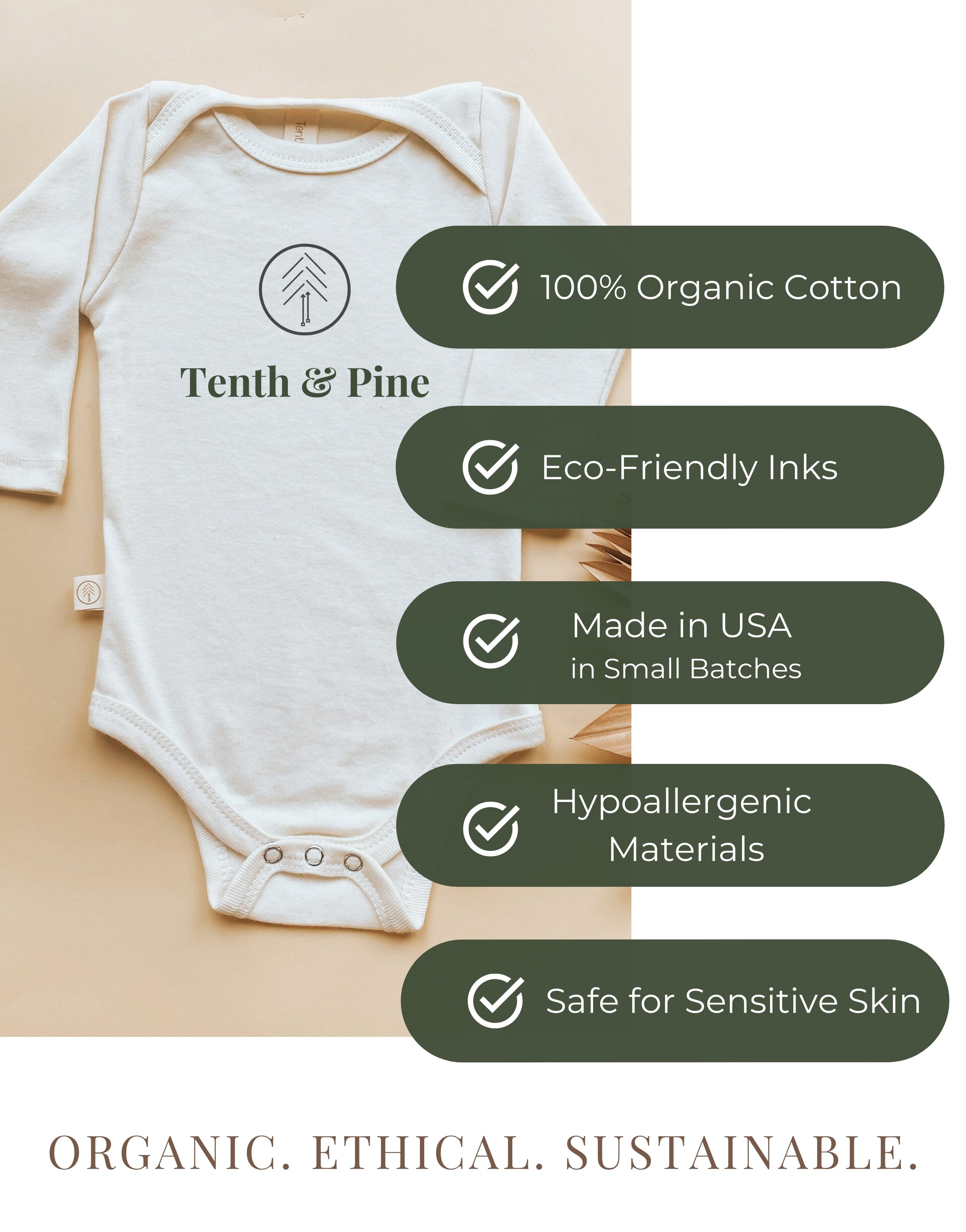 Holiday Tree Organic Baby Bodysuit Long Sleeve