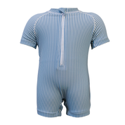 Blue Stripe Zipper Swimsuit