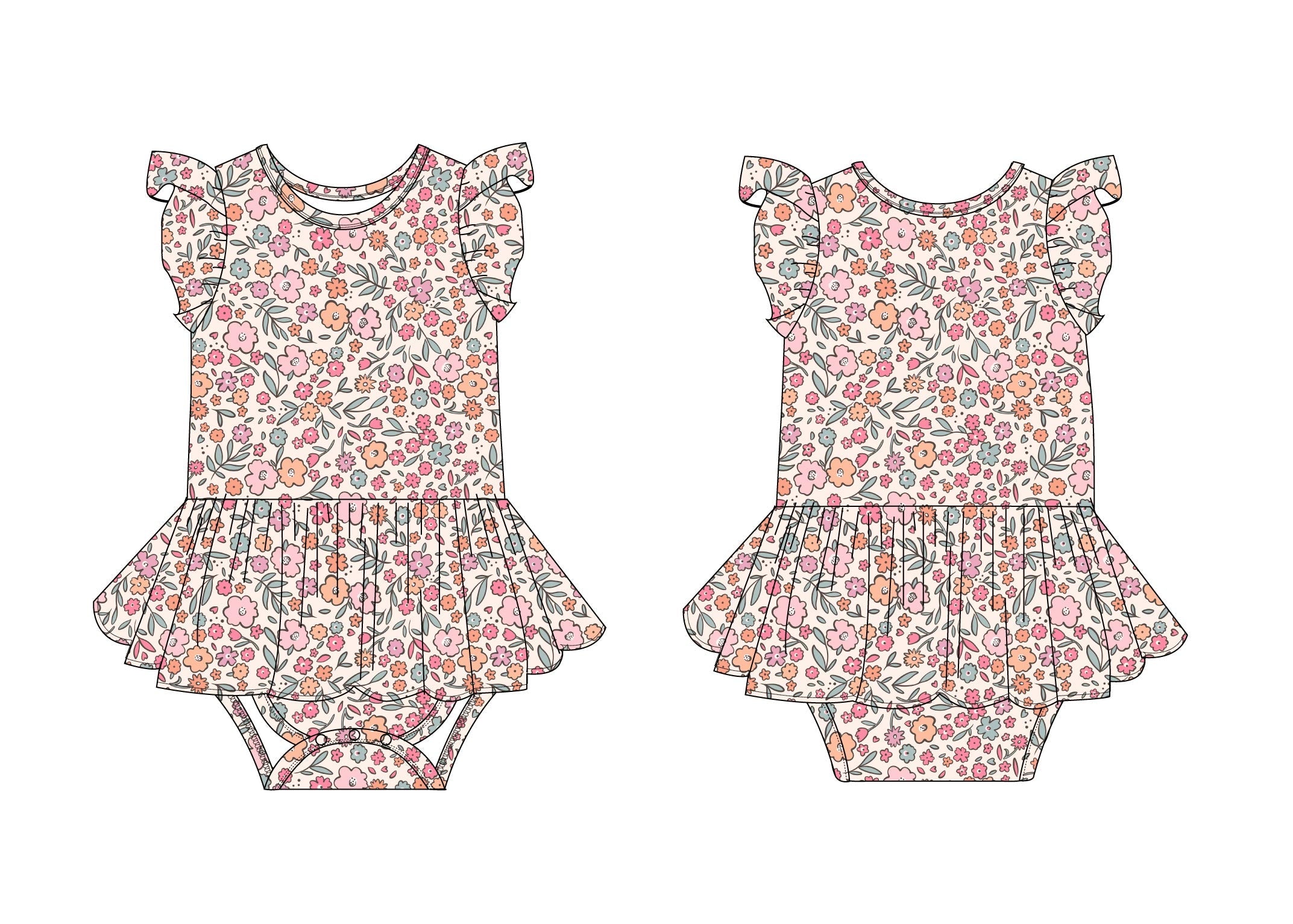 Blossom Bestie: Bodysuit Twirl Dress