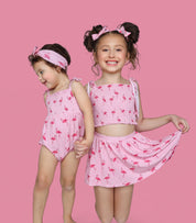 FLOCKING FLAMINGOS DREAM SMOCKED SKORT SET