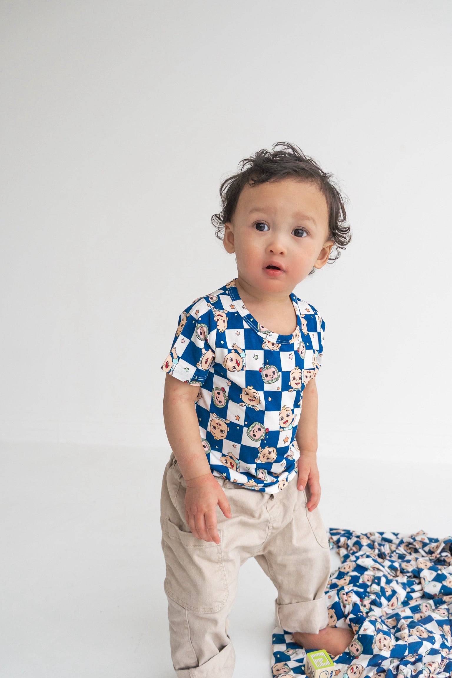 Dream Big Little Co x CoComelon JJ STARRY NIGHT CHECKERS DREAM POCKET TEE