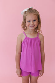 (SOLID, ribbed) Rainbow Royal - Tank Short Set