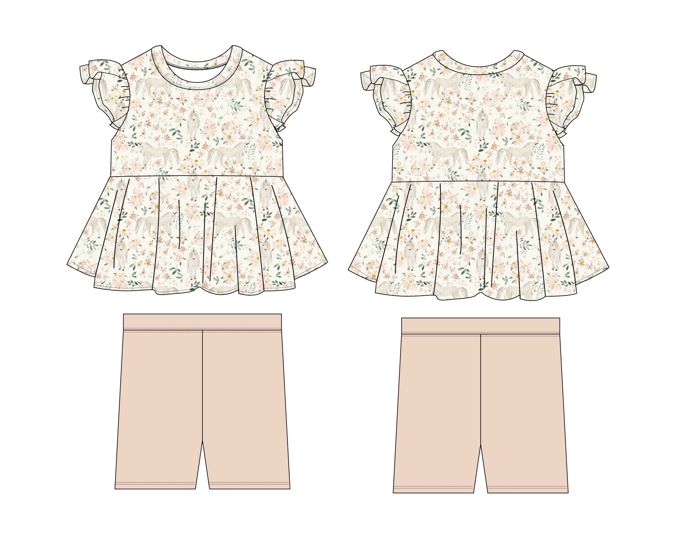 Enchanted: Peplum Biker Short Set