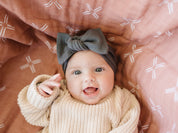Charcoal Organic Cotton Ribbed Head Wrap