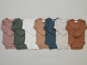 Rust Organic Snap Long Sleeve Ribbed Bodysuit