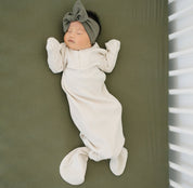 Vanilla Organic Cotton Ribbed Knot Gown