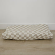 Taupe Checkered Changing Pad Cover
