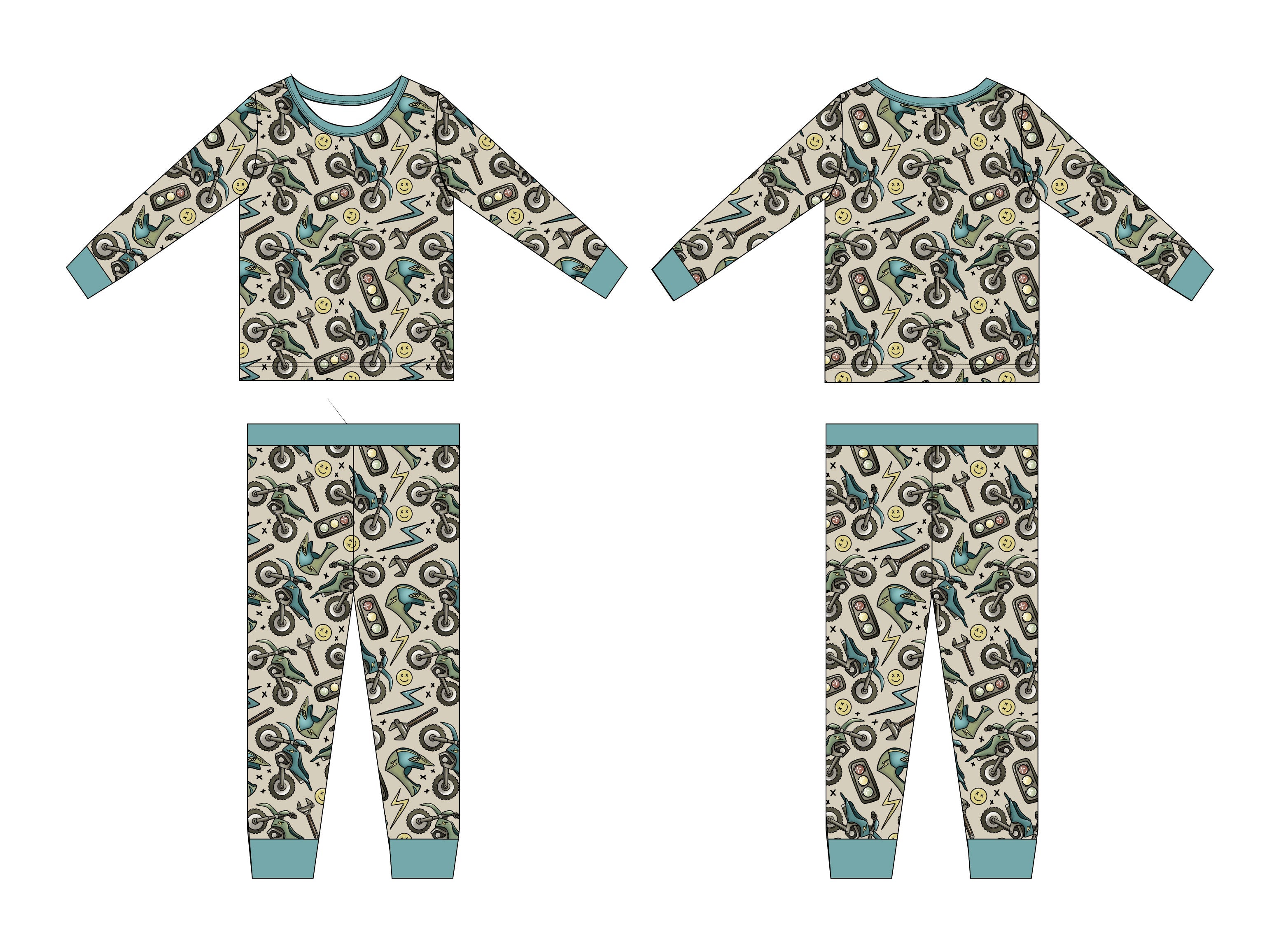 Moto Mayhem: 2 Piece Pajamas