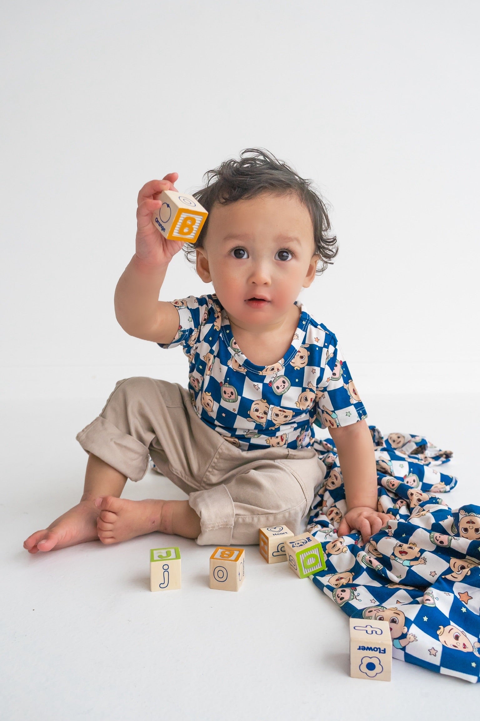 Dream Big Little Co x CoComelon JJ STARRY NIGHT CHECKERS DREAM POCKET TEE