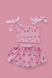 FLOCKING FLAMINGOS DREAM SMOCKED SKORT SET