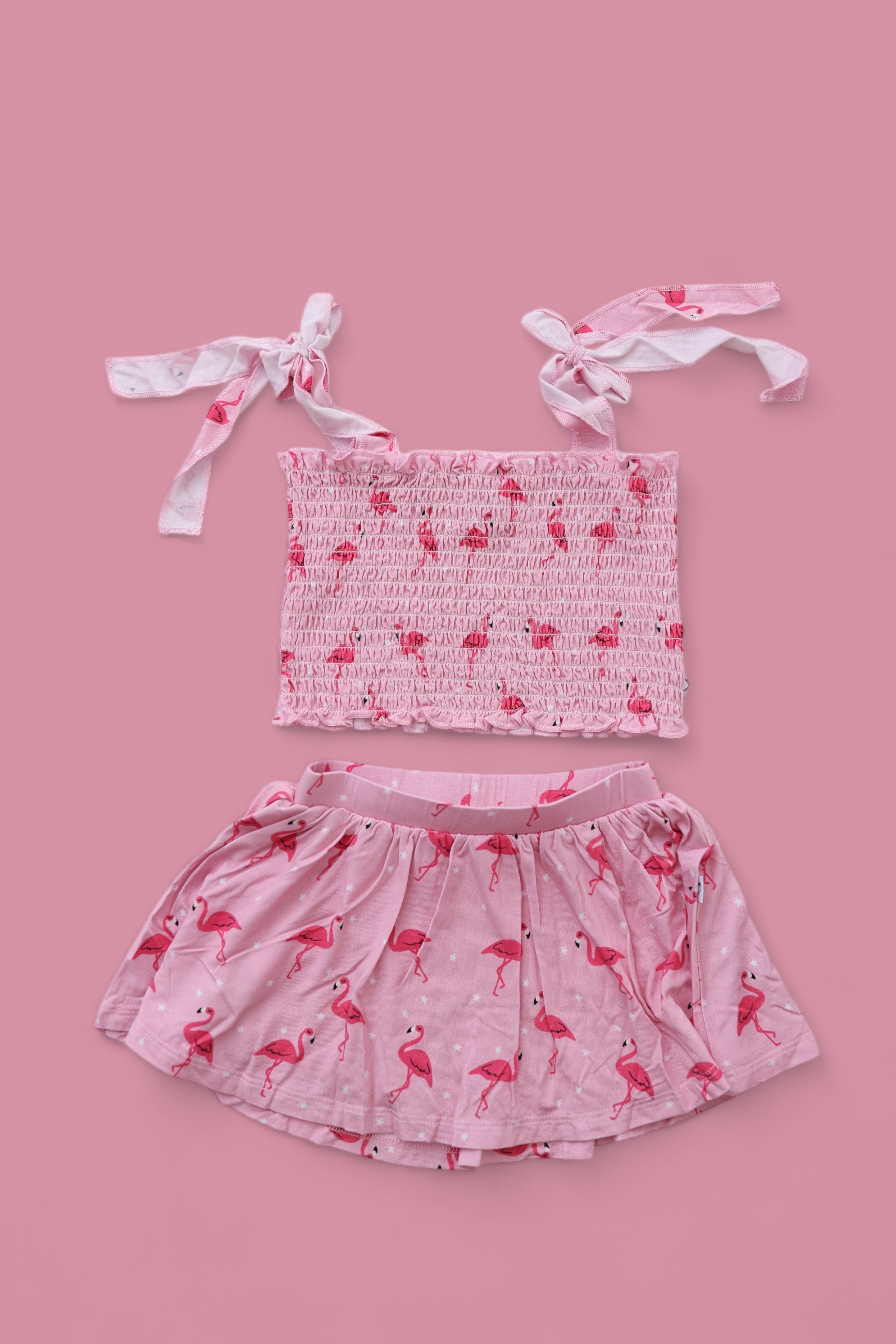 FLOCKING FLAMINGOS DREAM SMOCKED SKORT SET